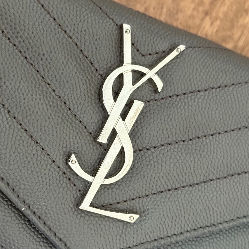 SOLD Yves Saint Laurent Gray Leather Clutch - Picture 2 of 14